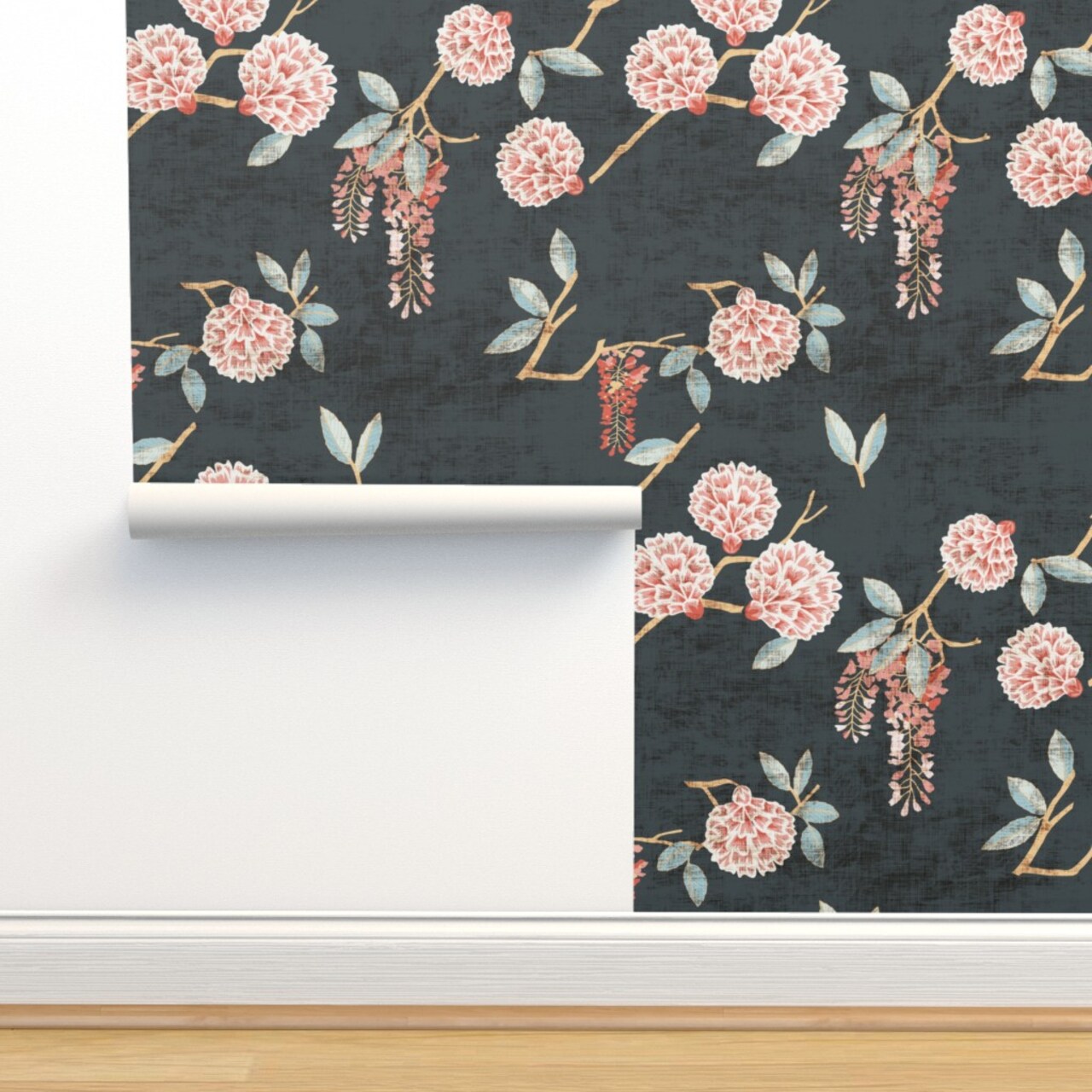 Floral Garden Flower Leaf Bloom Nature Cottagecore Botanical Spring Summer Custom Removable Wallpaper by Spoonflower Peel & Stick Wallpaper 2FT Wide